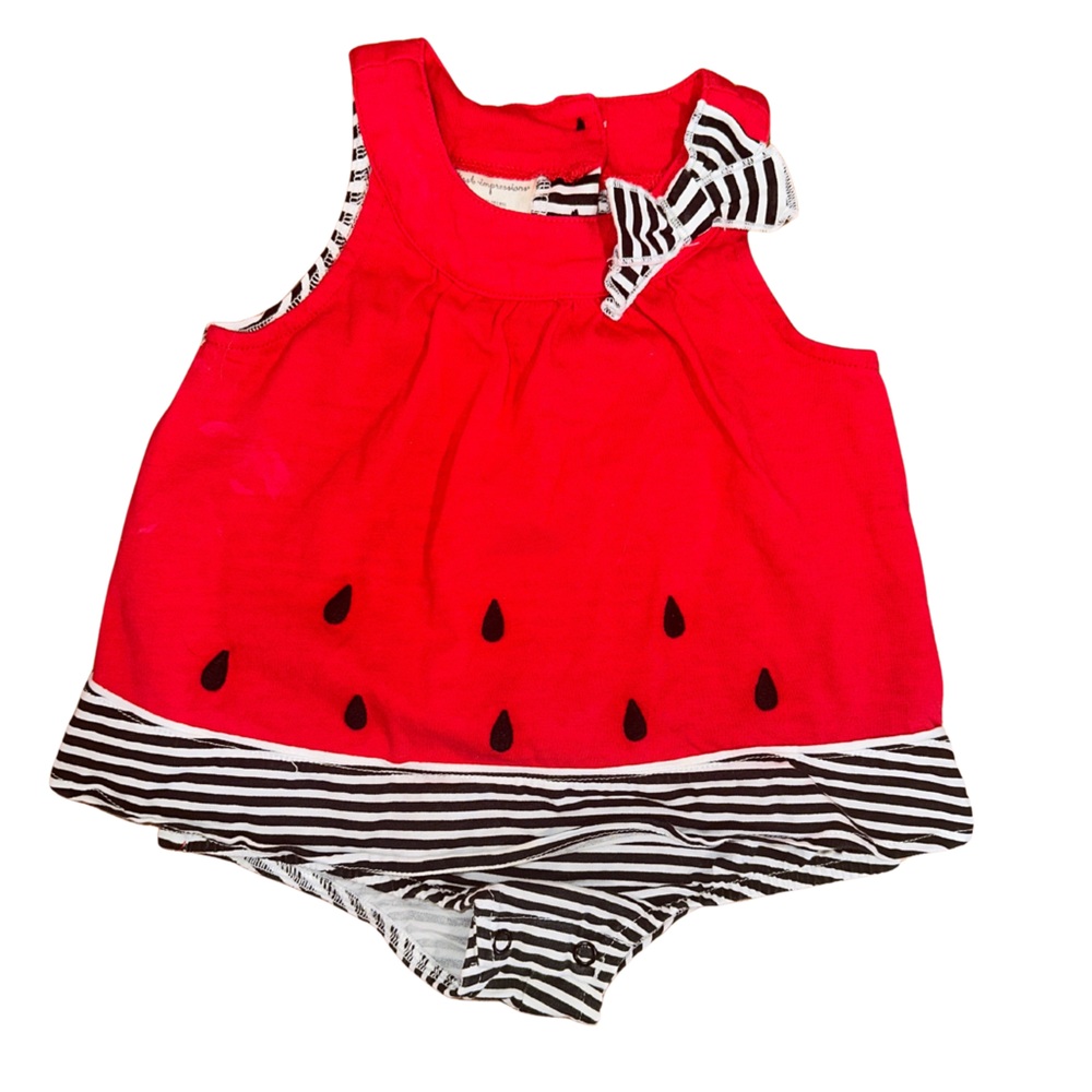 First Impressions Red and Black Watermelon Dress with Bow
